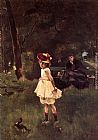 Alfred Stevens Canvas Paintings - La Fillette au Canard